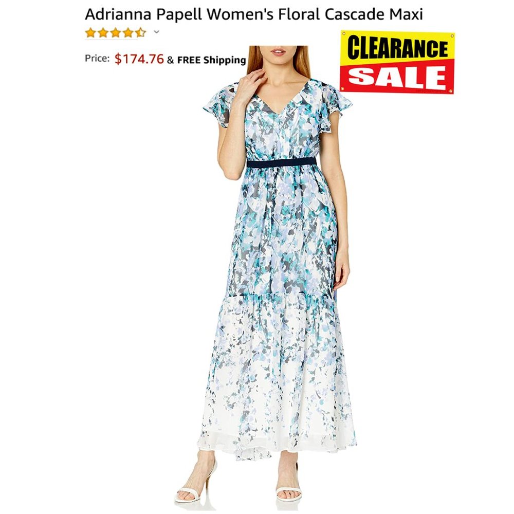 Adrianna Papell Women's Floral Cascade Maxi 10